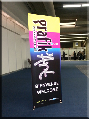 Banni&egrave;re en X, support de bambou, salon Grafik'Art Montr&eacute;al
