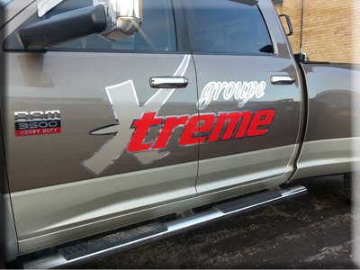 Lettrage de vinyle, Groupe Xtreme remorquage, St-hubert, Qc.