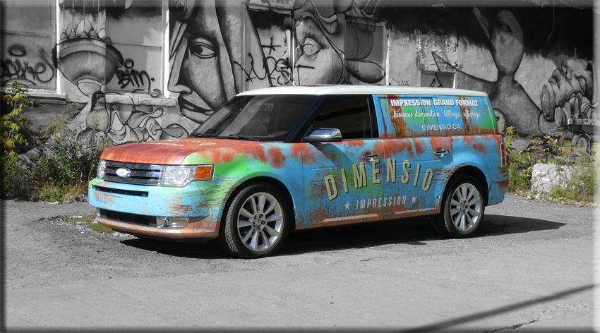 Ford Flex Dimensio, habillage de texture vieille peinture / rouille